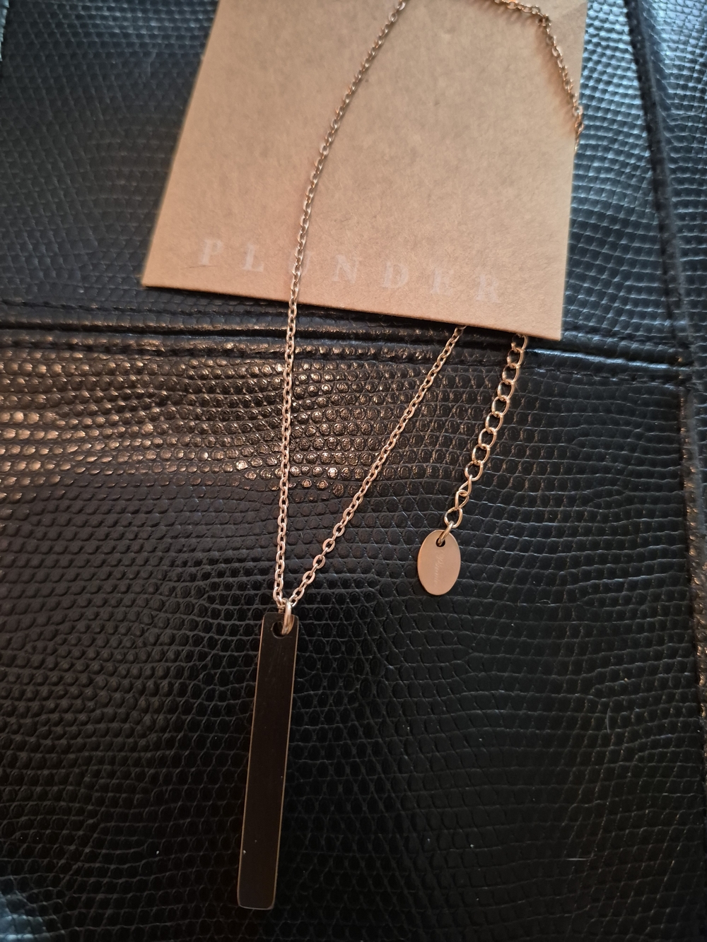 PLUNDER Goldtone Bar Pendant Necklace - Women's Jewelry New